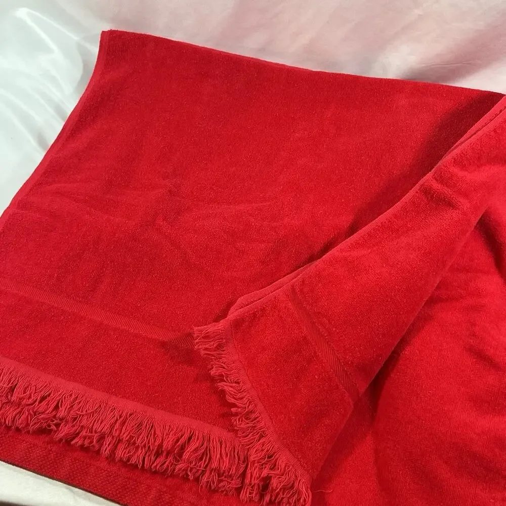 Vintage Set of 5 Bright Red Springmaid Towels Bath Mat Hand Towel USA